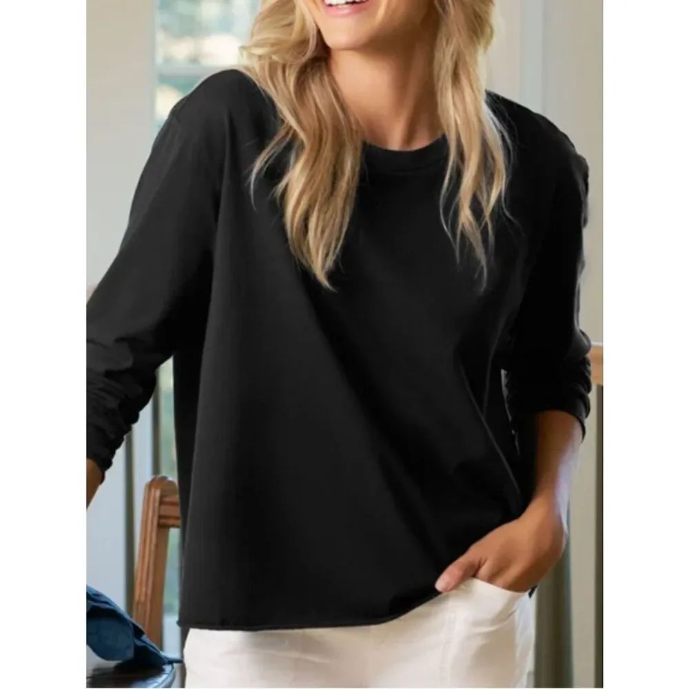 Frank & Eileen - Boyfriend Crew Neck Sweatshirt in Black
OO19